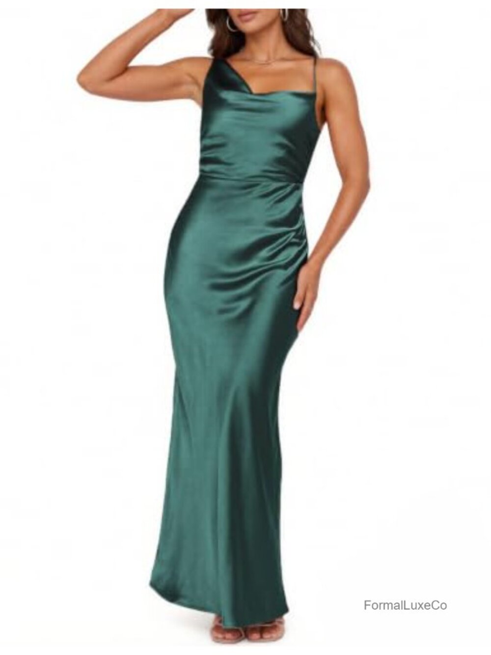 Formal Satin Spaghetti Strap Maxi Dress for Women Wedding Guest